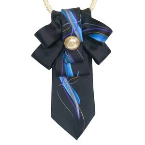 Vintage Silk Tie Pendant Artisan Made Upcycled J Garcia Faux Pearl Necklace NEW